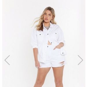 Nasty Gal denim distressed white shorts